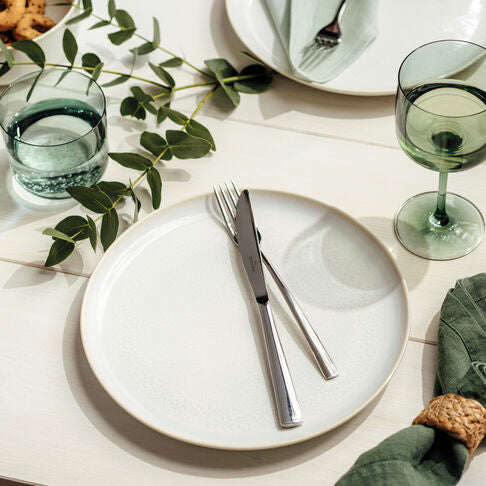 Villeroy & Boch Crafted Cott Speiseteller – Porzellan, weiss, rund, Ø 26,0 cm, 6 Stück