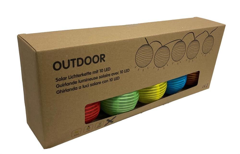 Dameco Lichterkette 4er-Set – 1,65 m – Warmweiss – Solarbetrieb – Starterset – Mehrfarbig – Nylon