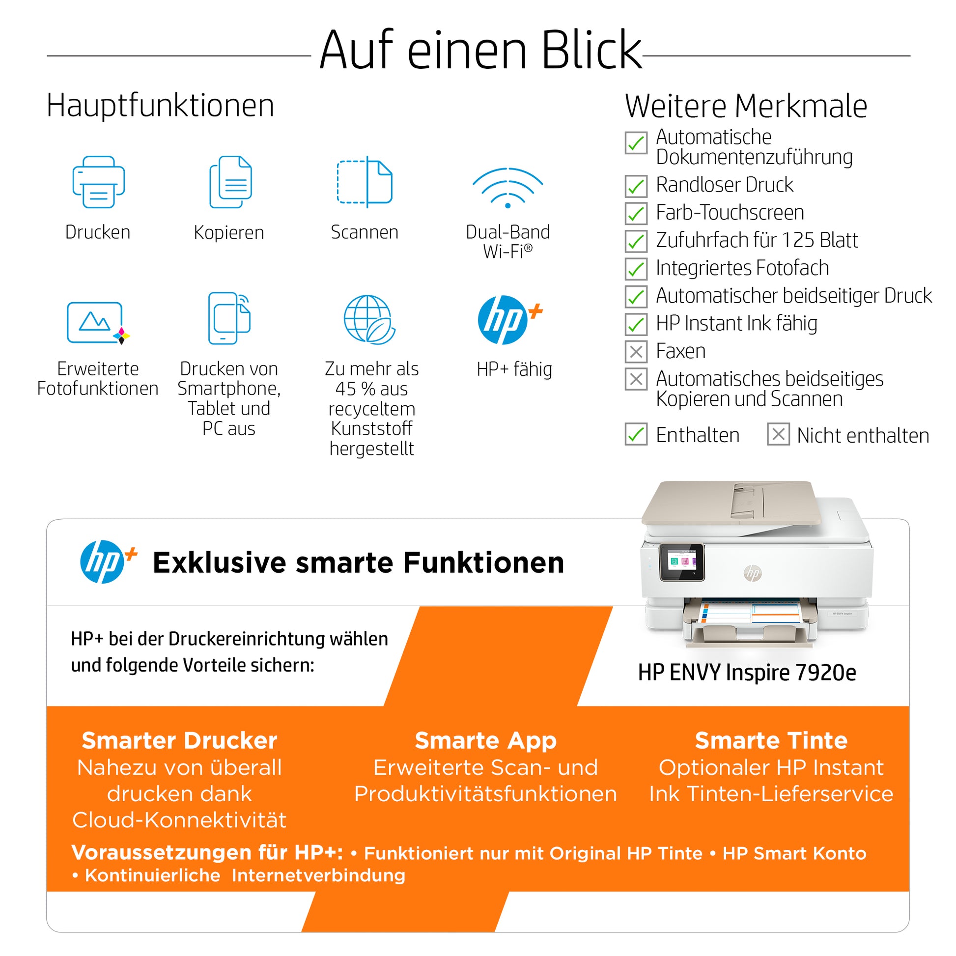 HP ENVY INSPIRE 7920E – Farbiges Tintenstrahl-MFP A4, 3-in-1