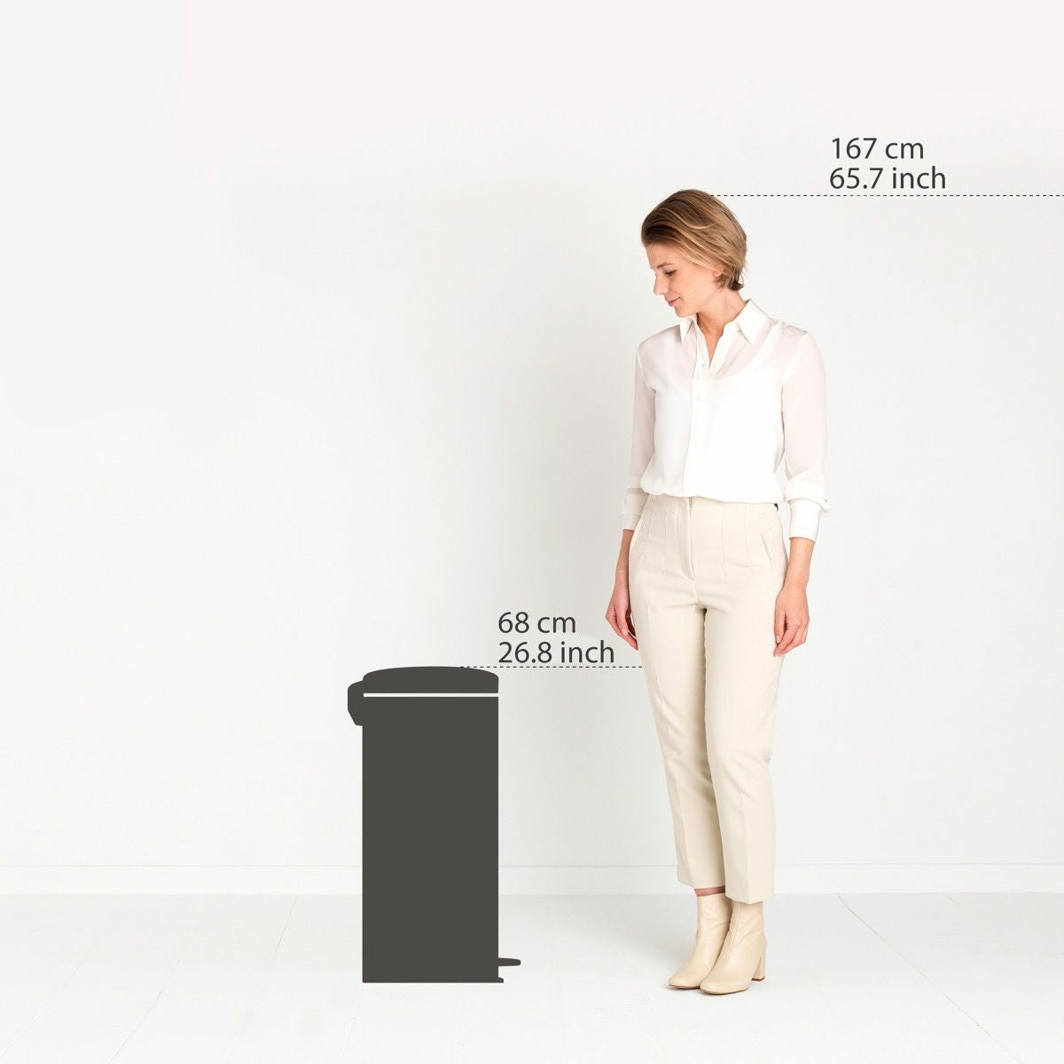 Brabantia NewIcon Papierkorb – 30 l – Stahl, Grün – Ø 293 × H 679 mm