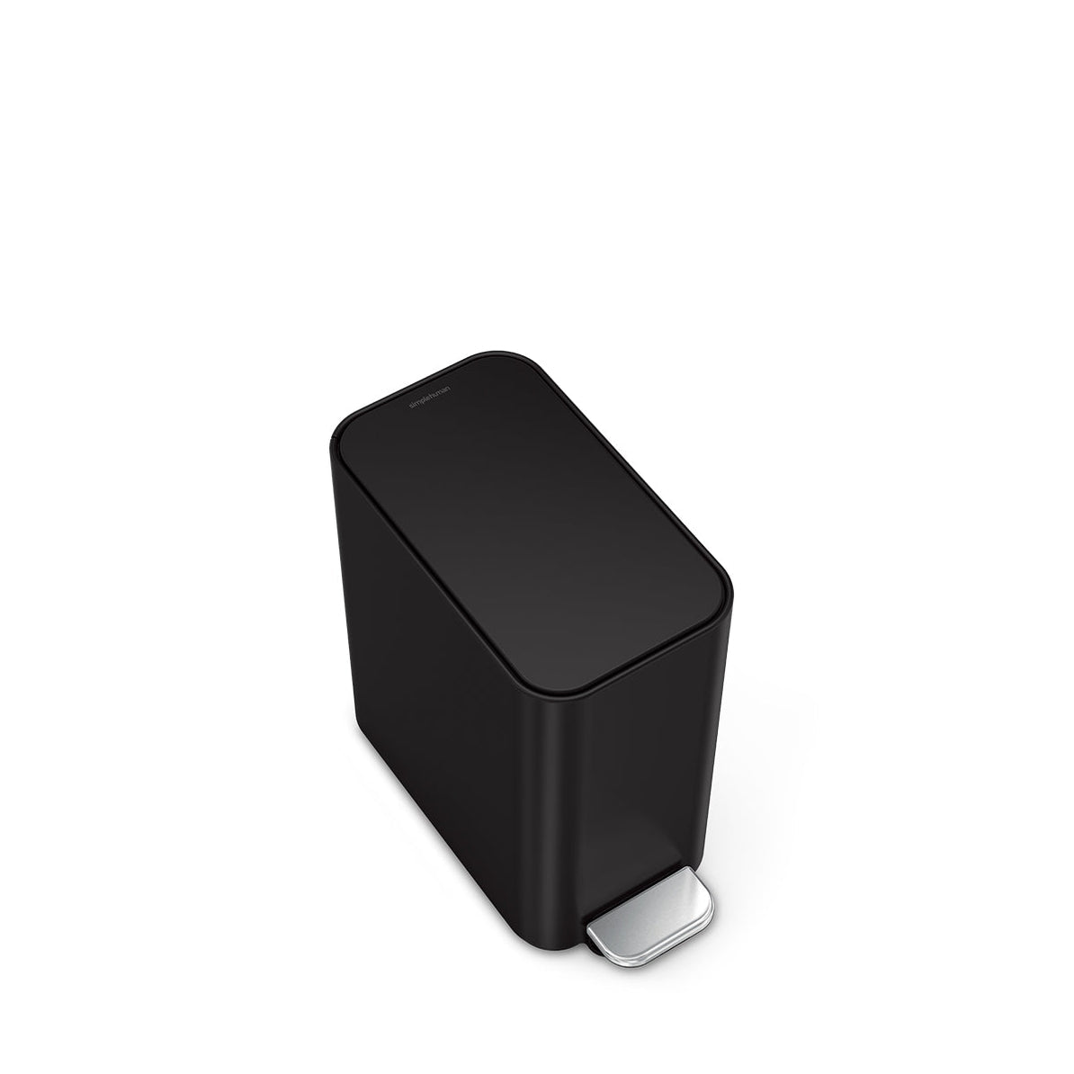 simplehuman Papierkorb – 5 l, mit Deckel, Edelstahl, schwarz matt – B × H × T 157 × 310 × 320 mm
