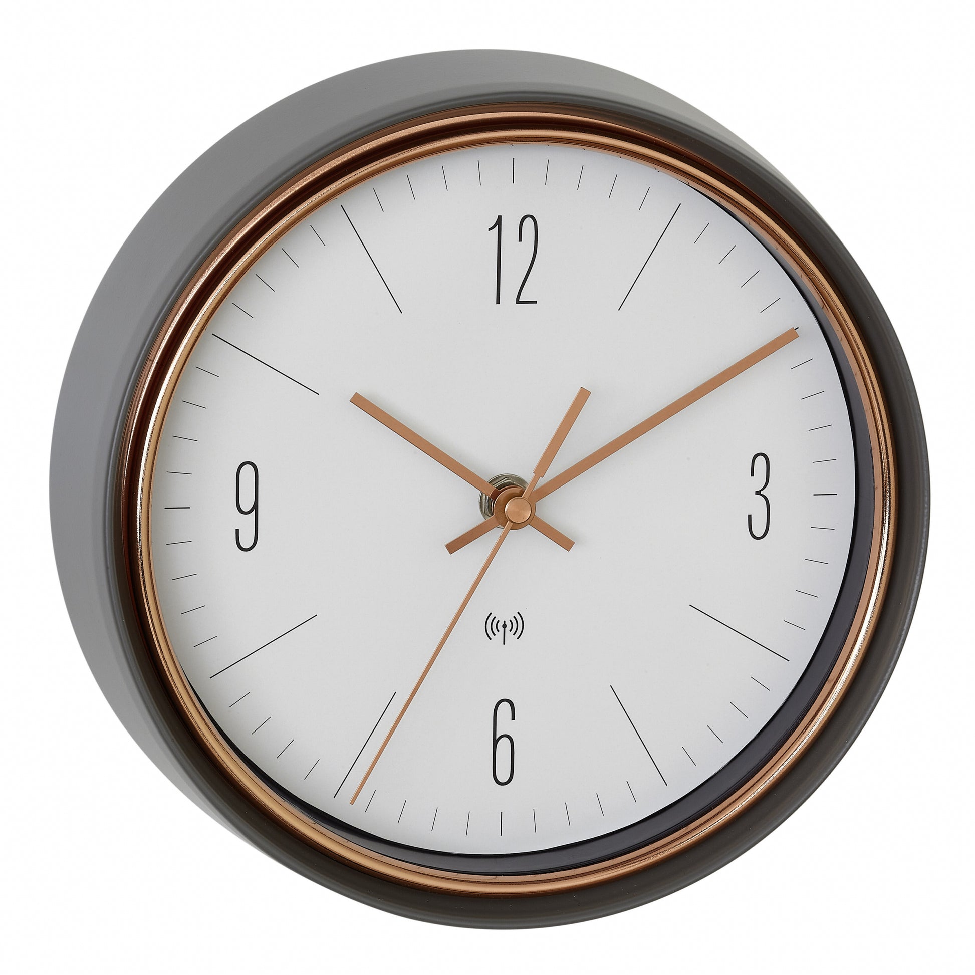 TFA-Dostmann TFA Dostmann Wanduhr – Funk, analog, Ø 22,3 cm, schwarz/kupfer, Metall/Glas