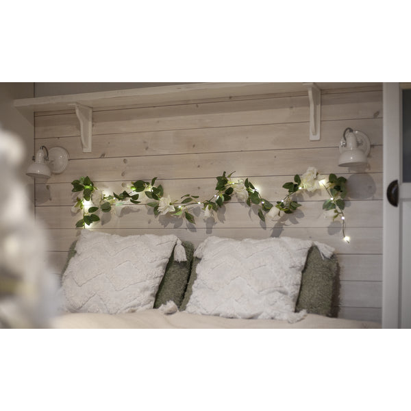 Star Trading Lichterkette Roza – Starterset, 2 m, 0,1 W, Warmweiss, Weiss, Batteriebetrieb (2× AA), 20 LEDs