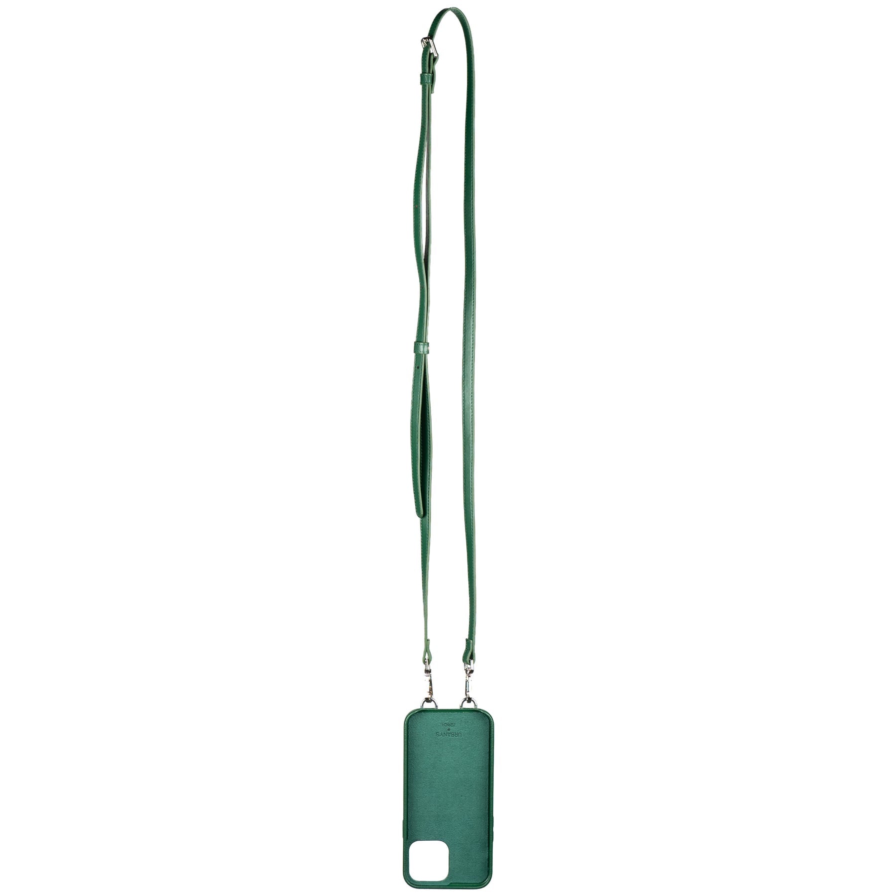 Urbany's Necklace-Hülle – für Apple iPhone 15 – Grün – Kunstleder, mit Kartenfach