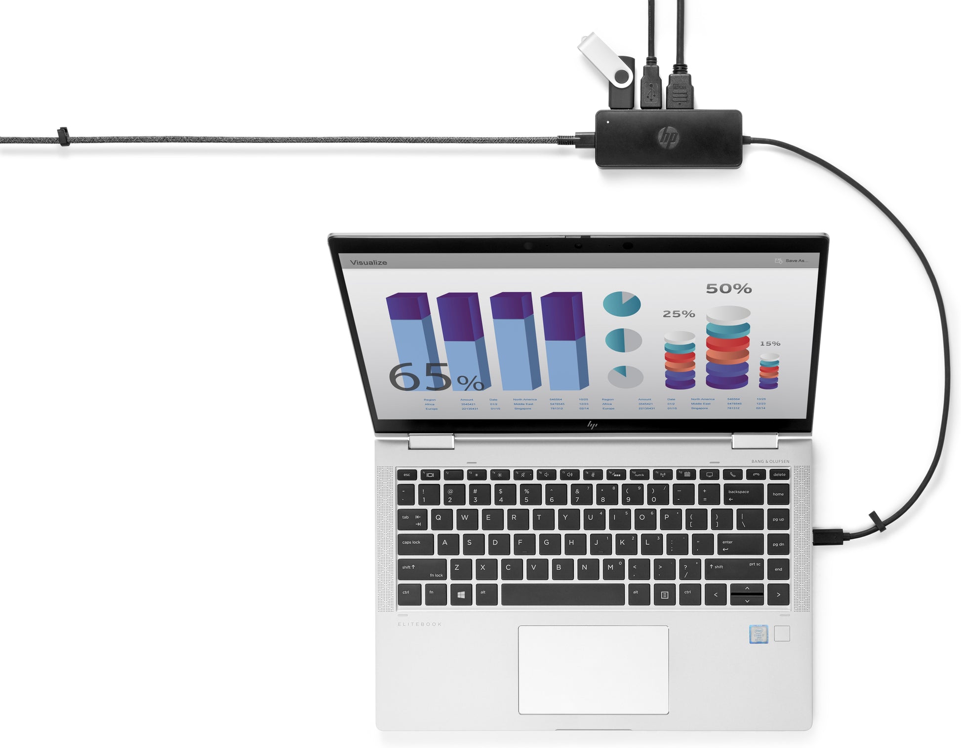 HP Travel G2 Multiport-Adapter – USB-C, HDMI, VGA, 2× USB-A, für Windows 10