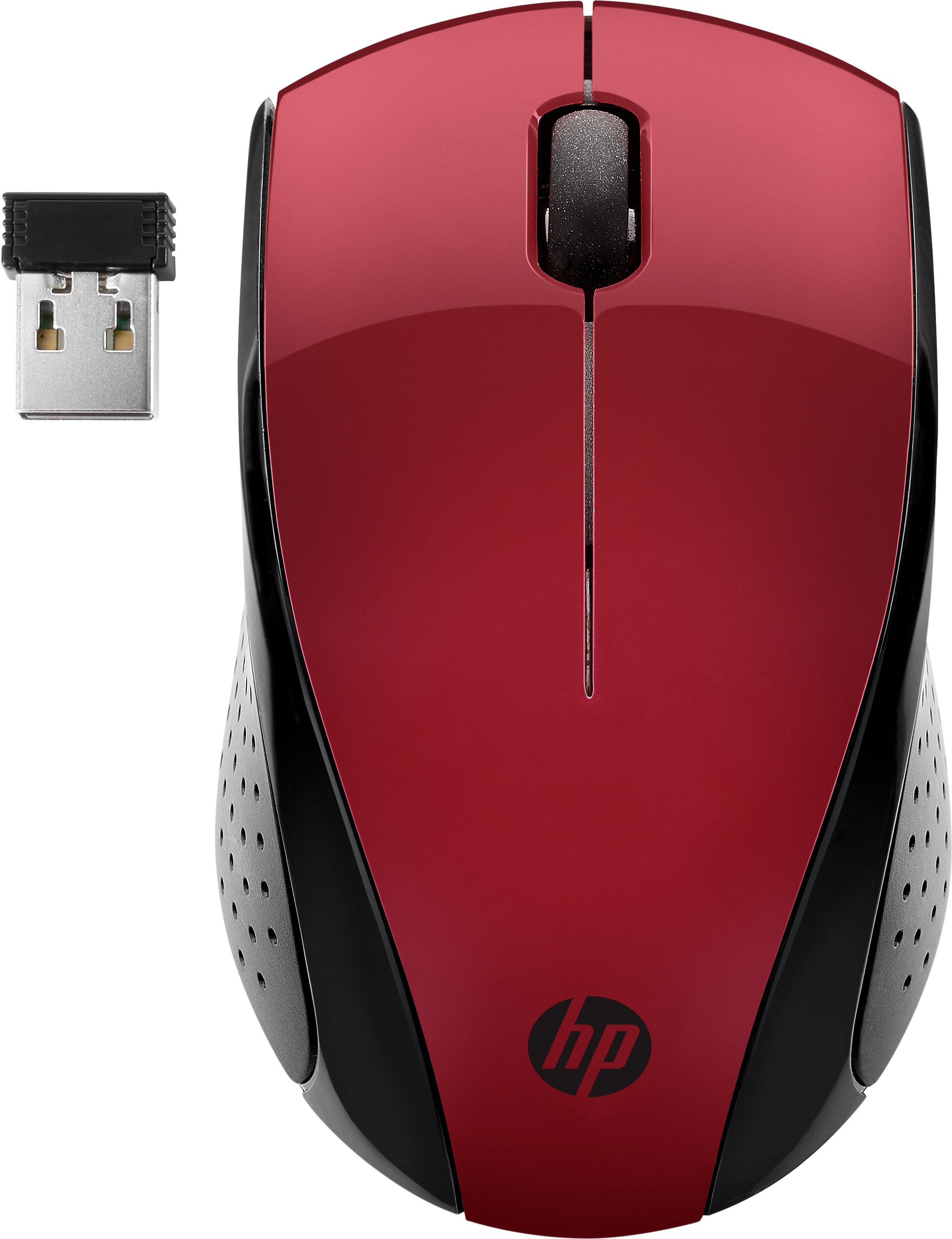 HP 220 S – Maus – Kabellos (2,4 GHz), 1600 DPI, beidhändig, Schwarz, Rot
