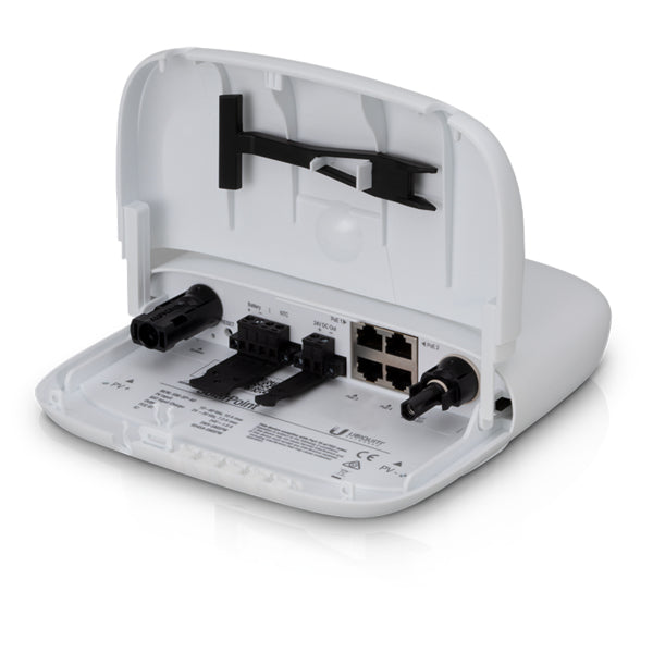 Ubiquiti SunMAX SolarPoint – Einzelband 2,4 GHz, Ethernet 10/100 Mbit/s, RJ-45×4, PoE – weiss