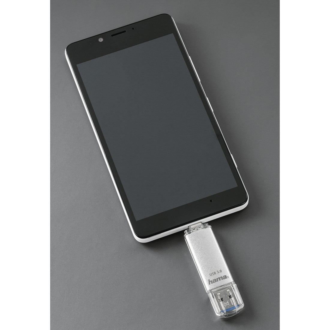 Hama C-Laeta USB-Stick 256 GB – USB-A/USB-C USB 3.2 Gen 1, 70 MB/s Lesen, mit Kappe, Metall, Silber