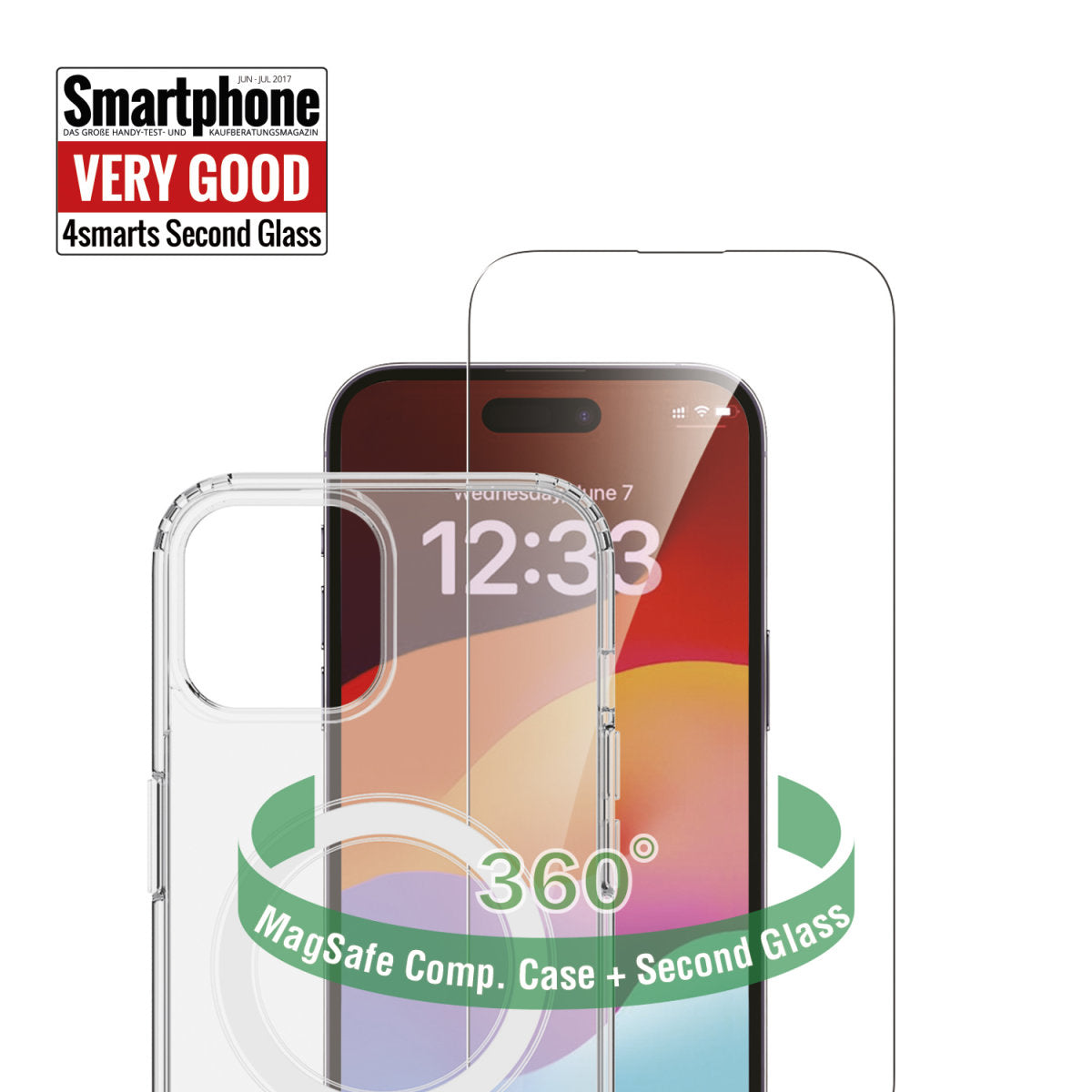 4smarts 360° Protection Set Folio – für Apple iPhone 15 Plus, MagSafe, PC+TPU, Transparent, mit Displayschutz