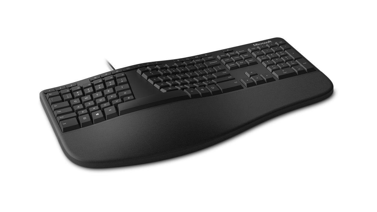 Microsoft Tastatur, kabelgebunden (USB-A), FR-Layout (FR), ergonomisch, schwarz