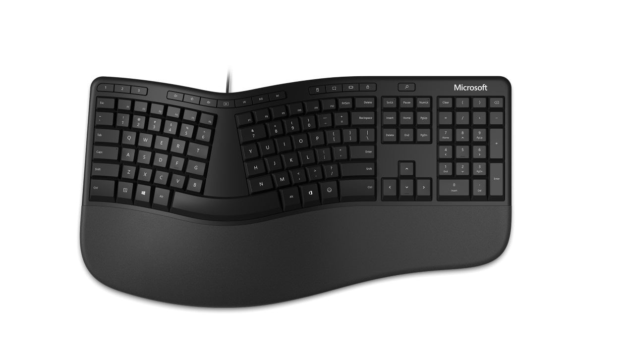 Microsoft Tastatur, kabelgebunden (USB-A), FR-Layout (FR), ergonomisch, schwarz