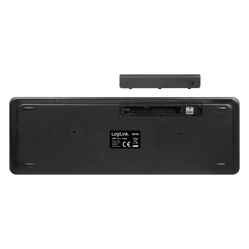 LogiLink Mini Tastatur – 2,4 GHz USB-A (Nano-Empfänger) – QWERTZ (DE) – mit Touchpad, ohne Ziffernblock