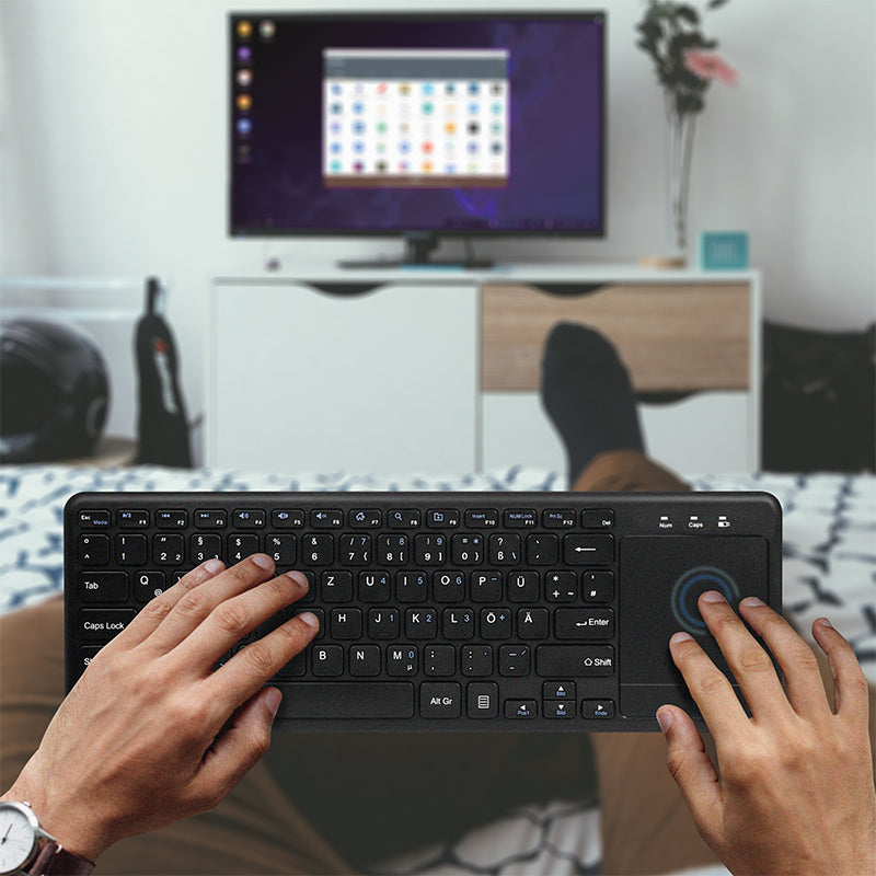 LogiLink Mini Tastatur – 2,4 GHz USB-A (Nano-Empfänger) – QWERTZ (DE) – mit Touchpad, ohne Ziffernblock