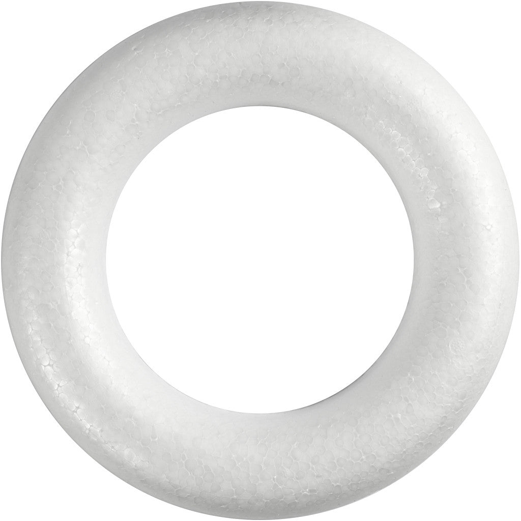 Creativ Company Strohkranz, Styropor, Weiss, Ø 30 cm, Höhe 3 cm, 1 Stk., unten flach, 54350
