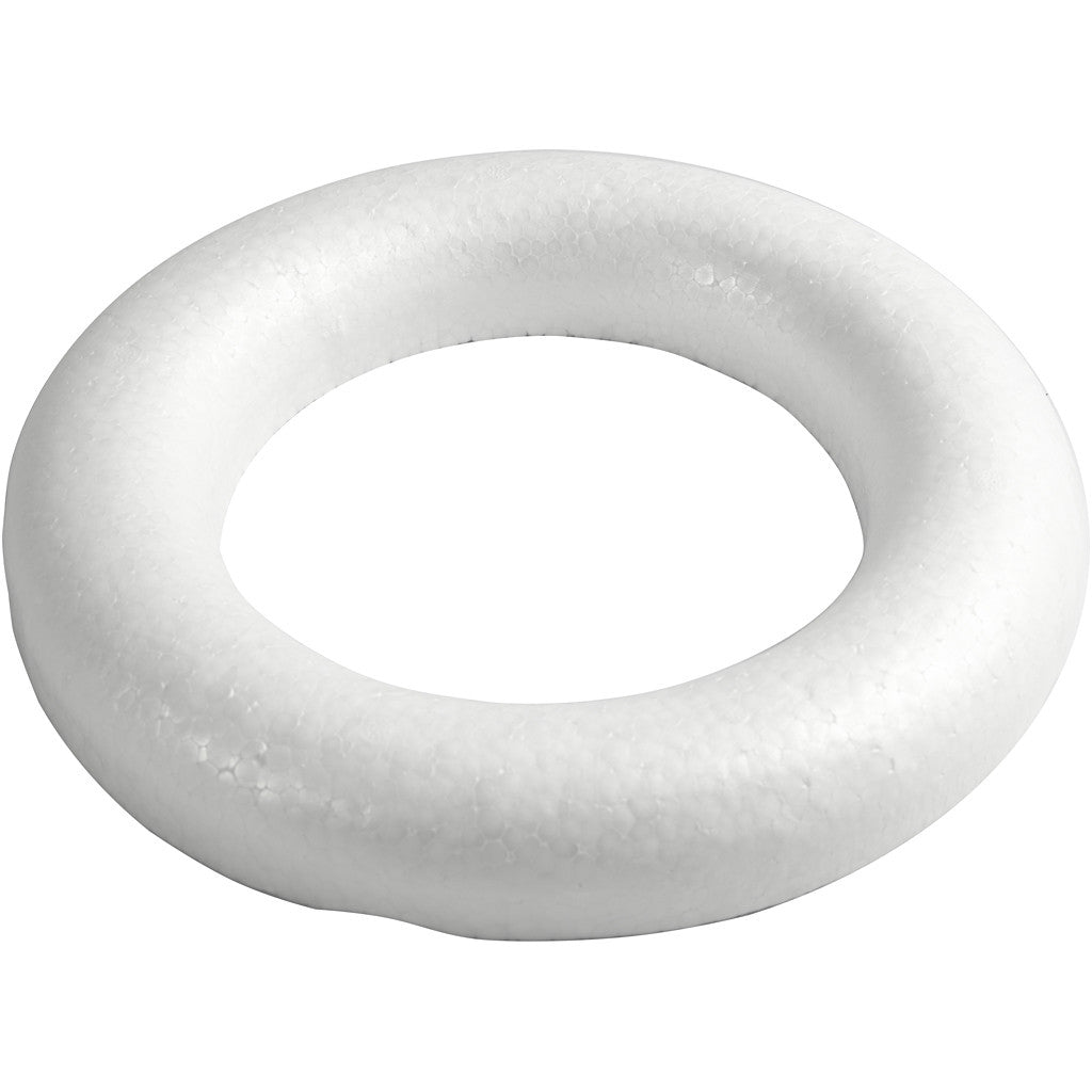 Creativ Company Strohkranz, Styropor, Weiss, Ø 30 cm, Höhe 3 cm, 1 Stk., unten flach, 54350
