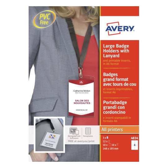 Avery Zweckform Namensschild-Halterung – 105 × 148 mm, transparent, Kunststoff