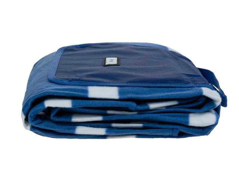KOOR Wohndecke – Mikropolyester, Gestreift Blau/Weiss – 200 × 200 cm