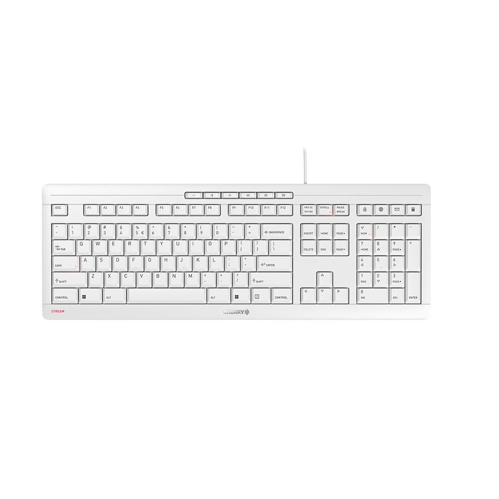 CHERRY Stream – Tastatur, kabelgebunden (USB), US-Layout (EN), Fullsize (mit Ziffernblock) – für Windows
