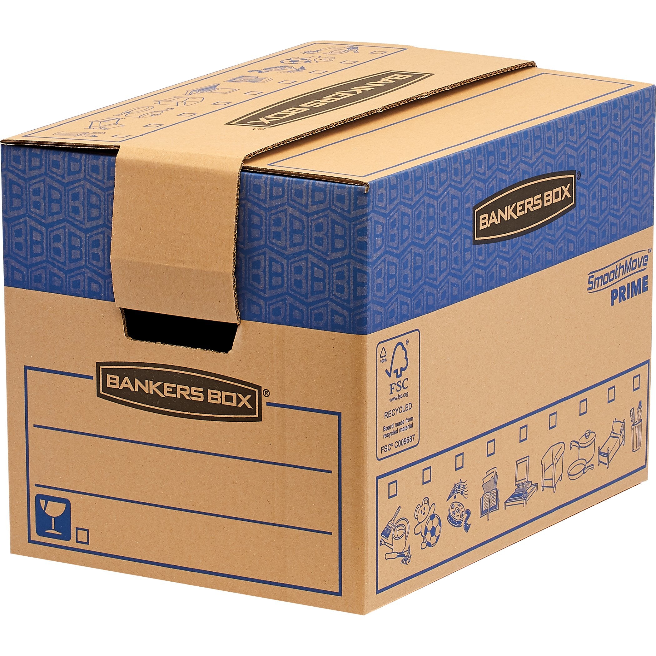 Fellowes SmoothMove Umzugsbox 38 l – FastFold, 327 × 429 × 310 mm, braun, Karton, 5er Pack