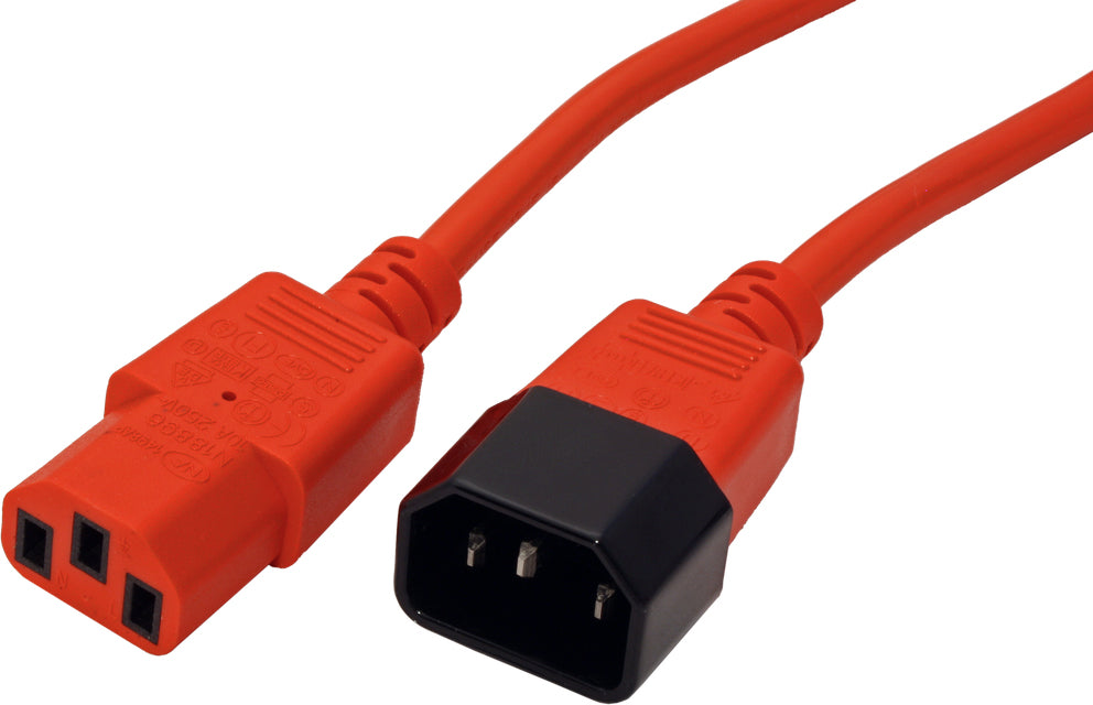 ROLINE Netzkabel – IEC C14 zu IEC C13, 0,8 m, 250 V/10 A, rot