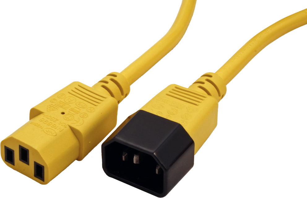 ROLINE Netzkabel – IEC C14 zu IEC C13, 0,8 m, 250 V/10 A, Gelb