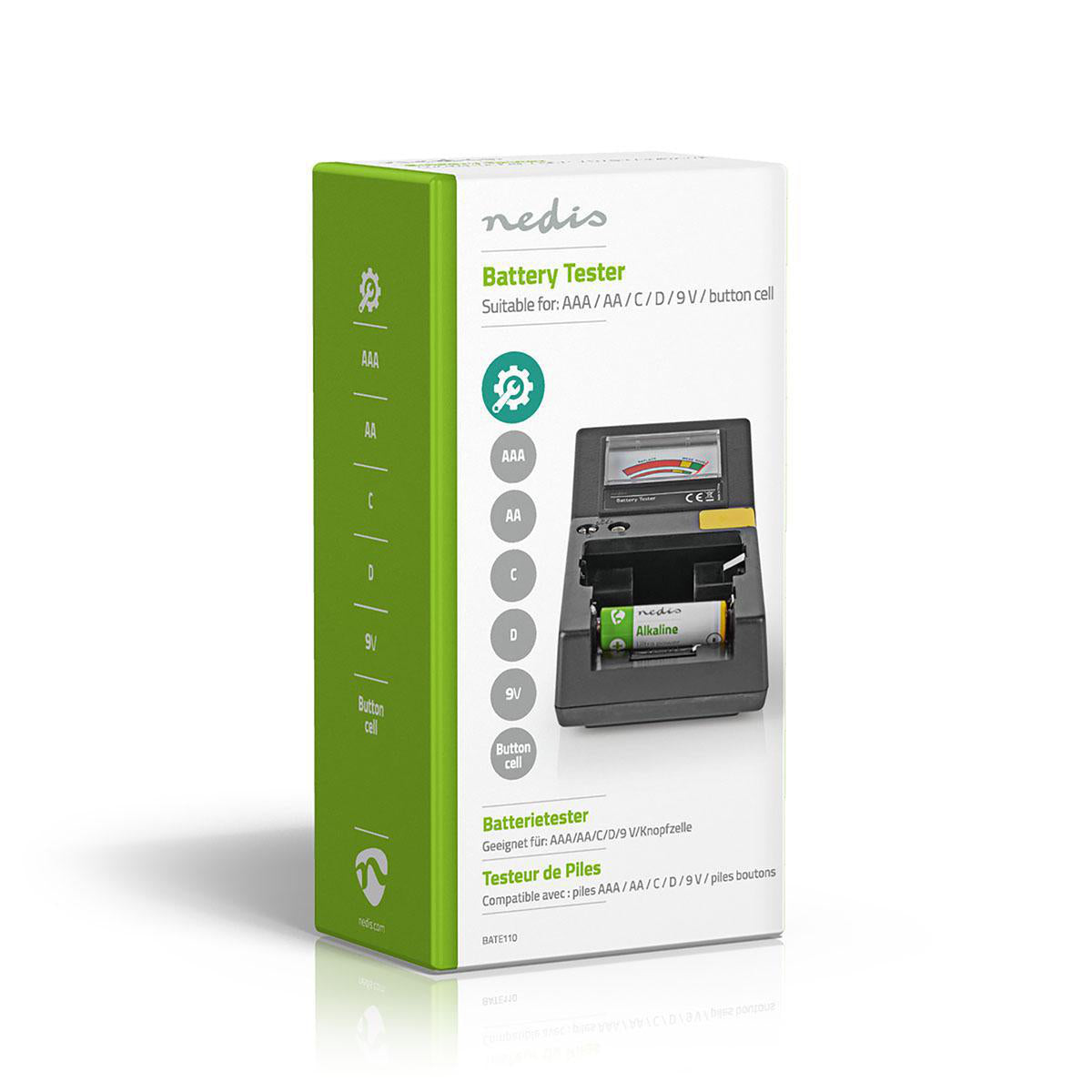 Nedis Batterietester – für AA/AAA/C/D/9 V/Knopfzellen