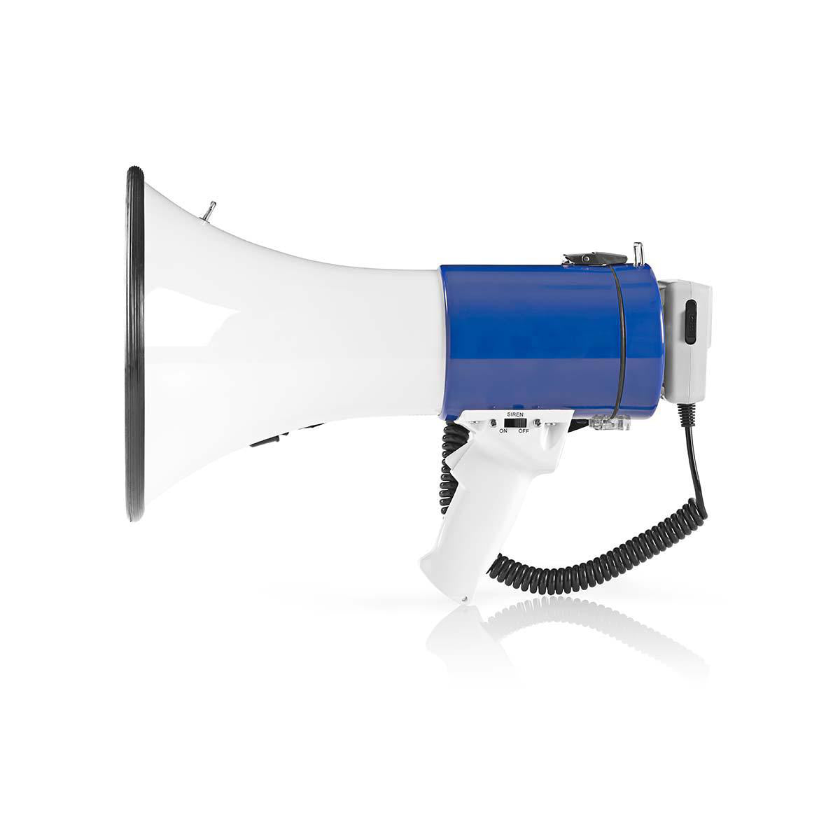 Nedis Megaphon – Reichweite 1500 m, 120 dB, mit Sirene, batteriebetrieben – Weiss