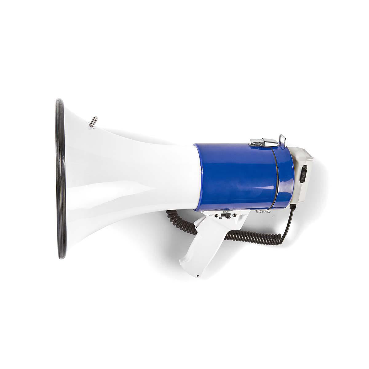 Nedis Megaphon – Reichweite 1500 m, 120 dB, mit Sirene, batteriebetrieben – Weiss