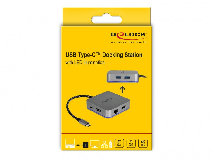 DeLOCK Dockingstation – für Tablets, USB-C, HDMI, Metall, Grau