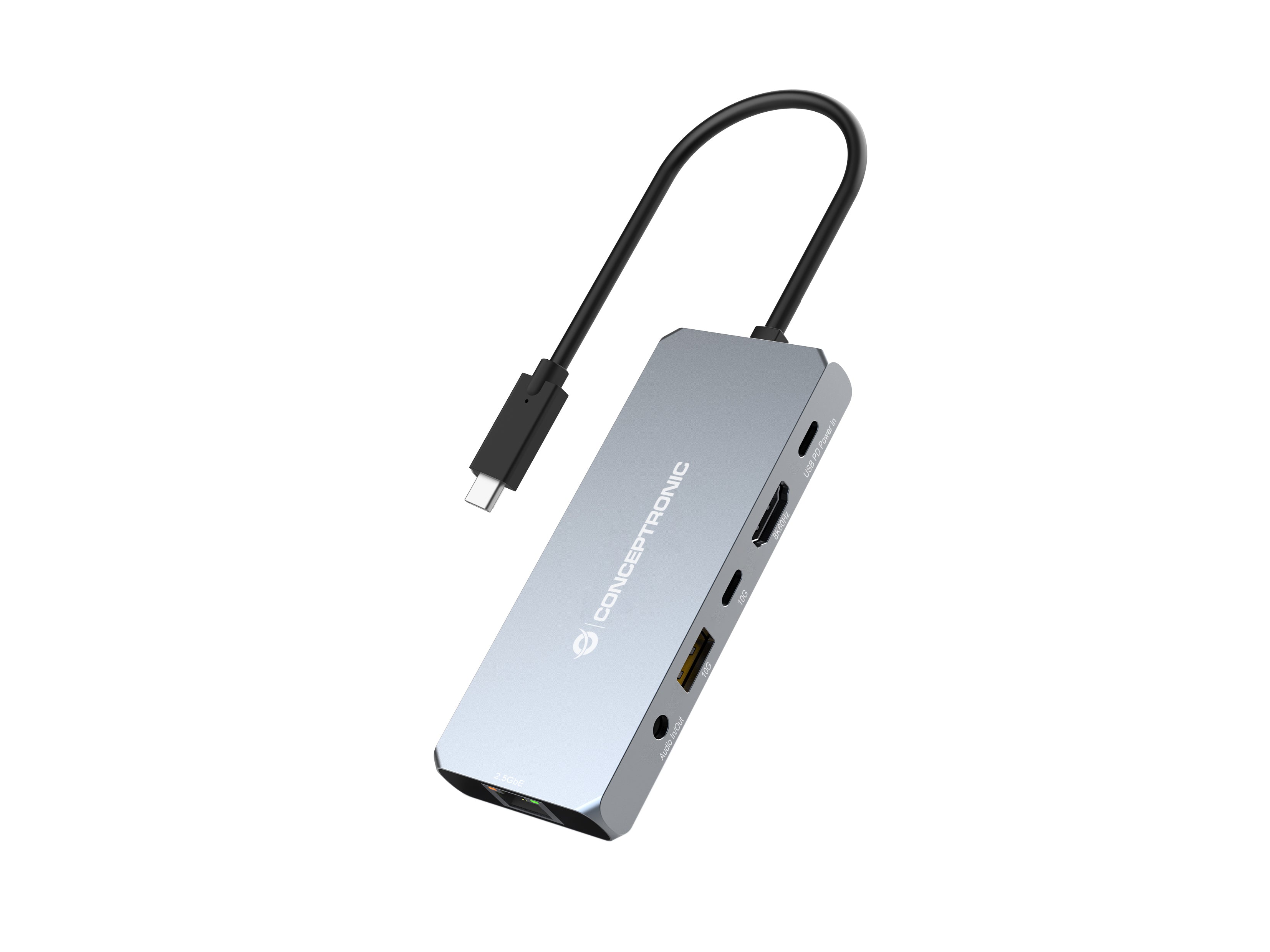 Conceptronic DONN22G Dockingstation – USB-C, 1× HDMI, 1× USB-A, 2× USB-C, 100 W PD, 2.5GbE