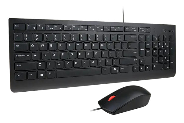 Lenovo Tastatur-Maus-Set – kabelgebunden, USB-A – AZERTY (BE) – auslaufsicher – schwarz