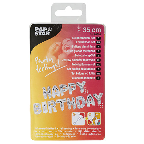 Papstar Folienballon Geburtstag – Silber – 35 cm – Folie – 1 Stk