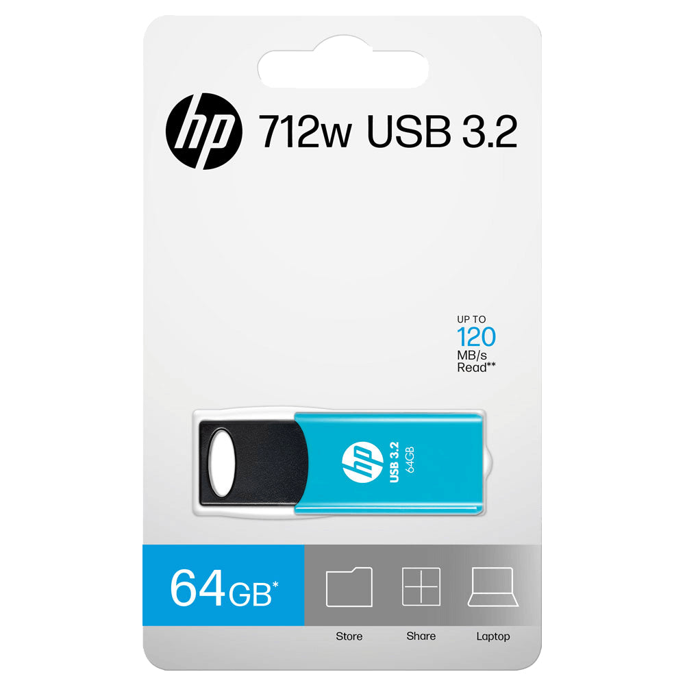 HP 712W – 64 GB USB‑A 3.2 Gen 1, 120 MB/s, Blau