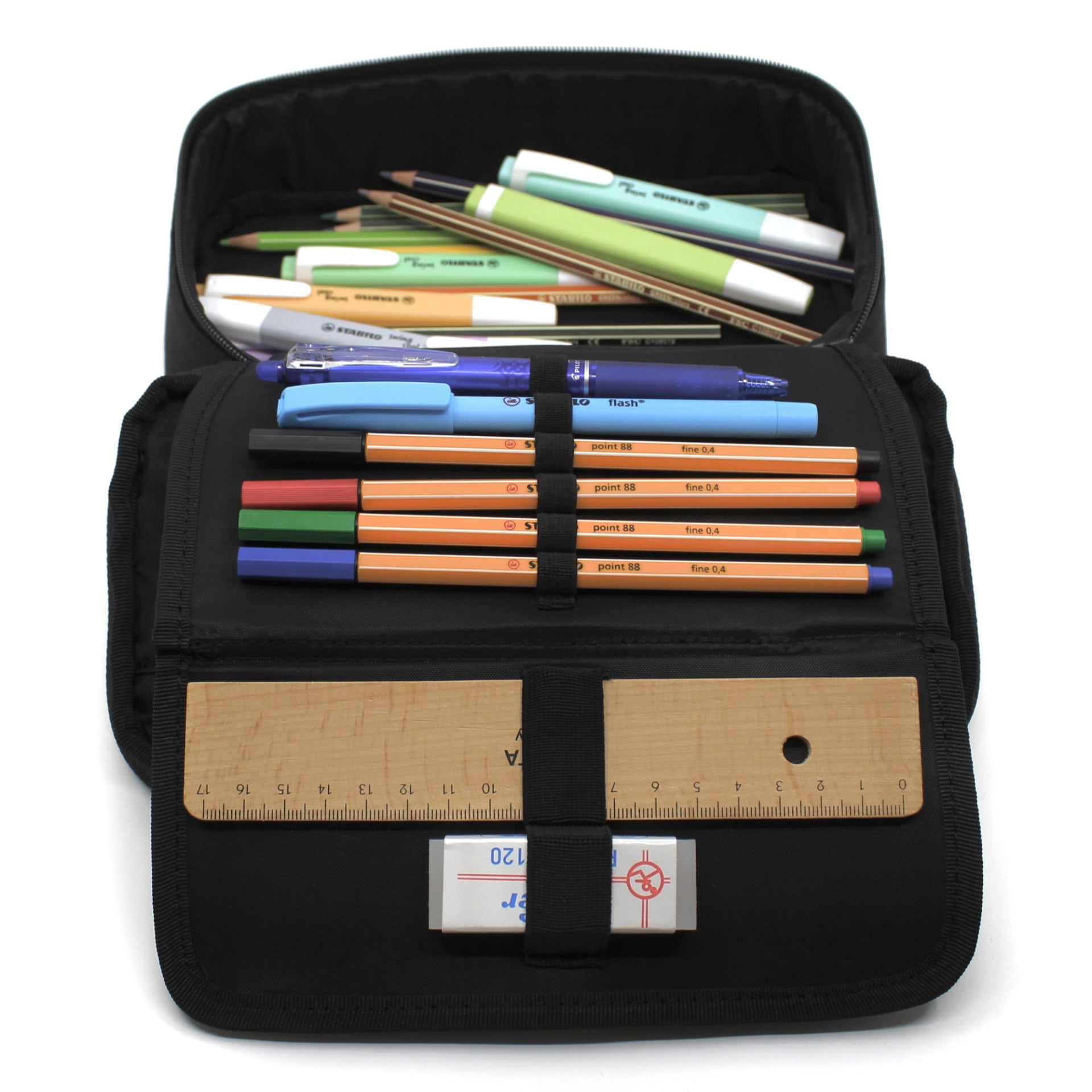Racoon Etui, leer – schwarz/blau – Polyester – 24 × 8 × 13 cm