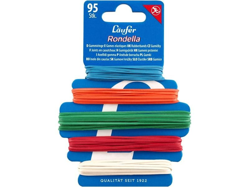 Laufer Läufer – Gummibänder – 60 × 60 mm, Ø 60 mm, farbig sortiert, Naturkautschuk, 40 g