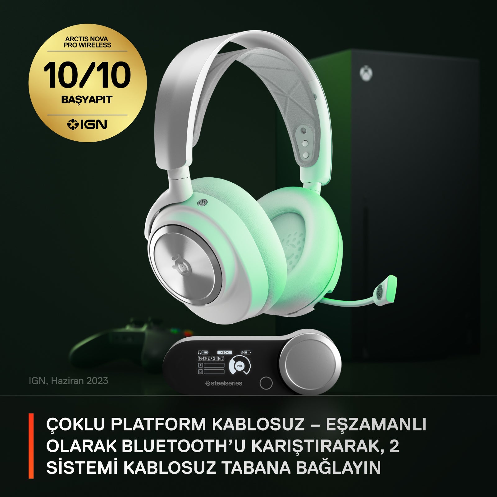 SteelSeries Arctis Nova Pro WL X – Gaming-Headset – USB-C, 3,5 mm – Surround-Sound – Weiss