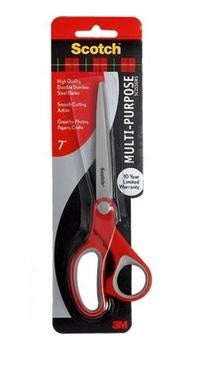 Scotch Universalschere – 18 cm, Edelstahl, für Rechts- und Linkshänder, abgerundet, Kunststoff, Rot