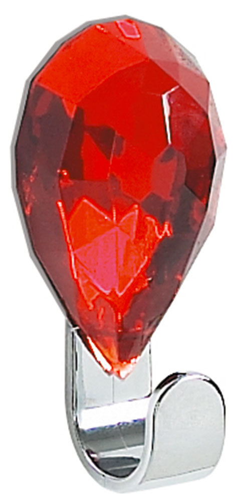 Spirella Klebehaken JEWEL – Acryl/ABS/Chrom, 1 kg, Klebestreifen, 6,5×3 cm, Rot