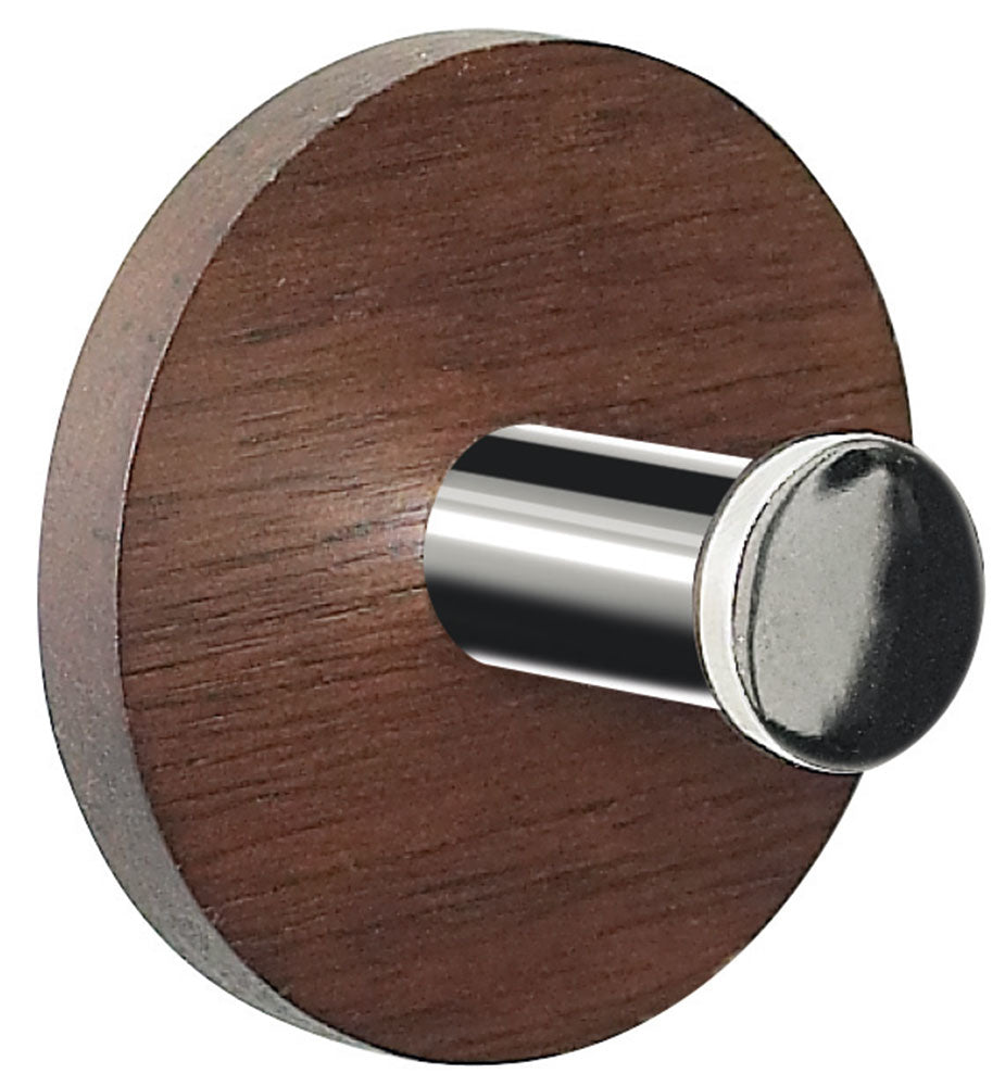 Spirella Haken Punt – Ø5 cm, Holz (Walnuss), 2 kg, Klebestreifen