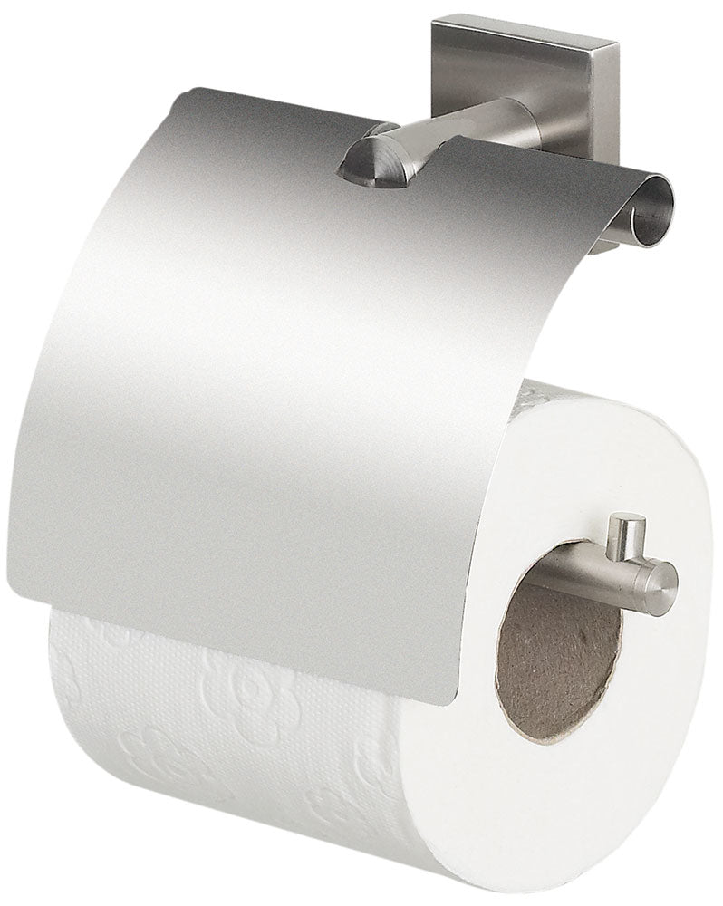 Spirella Toilettenpapierhalter mit Deckel NYO-STEEL – Edelstahl, Wandmontage, B 14 cm