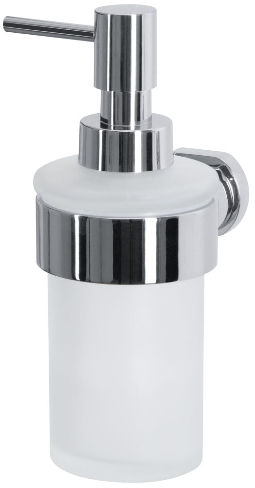 Spirella MILO Manueller Seifenspender – Wandmontage – 200 ml, weiss, chrom, Glas