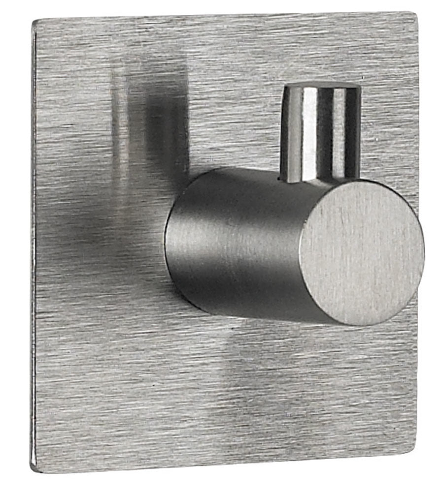 Spirella Haken METI-SQUARE – 4,5×4,5 cm, gebürsteter Edelstahl, 1 kg, Klebestreifen