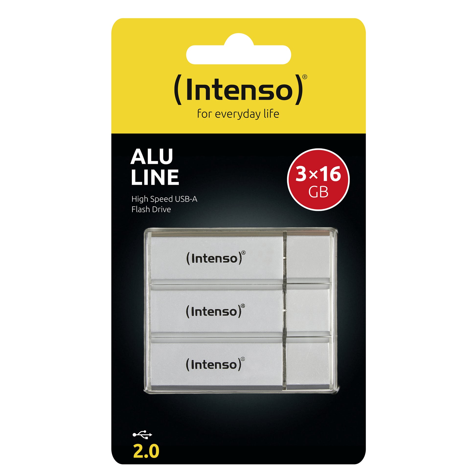 Intenso Alu Line 3×16 GB (3521473) – USB 2.0, Aluminium, Silber