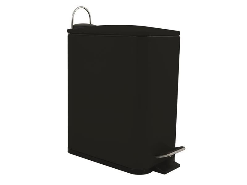 Spirella Treteimer Erik – 5 l – Edelstahl, rechteckig – schwarz – Soft-Close
