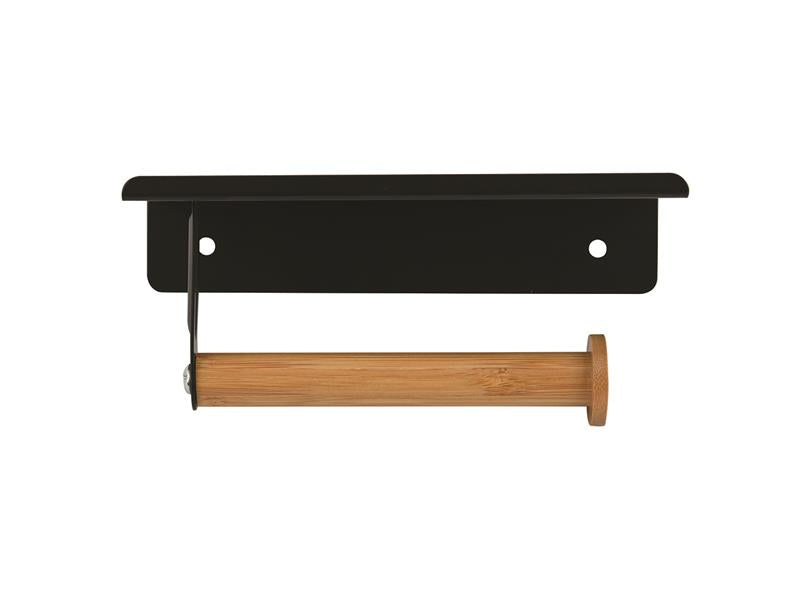 Spirella Toilettenpapierhalter – Metall, schwarz, wandmontiert, mit Telefonhalter