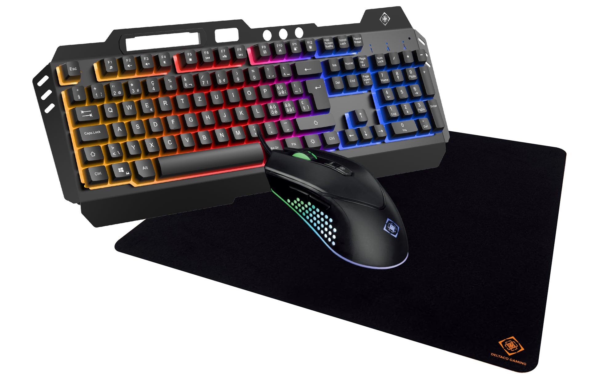 Deltaco Gaming GAM-113V2 – Tastatur-Maus-Set – Membran, RGB – verkabelt, USB-A – QWERTZ (CH) – schwarz