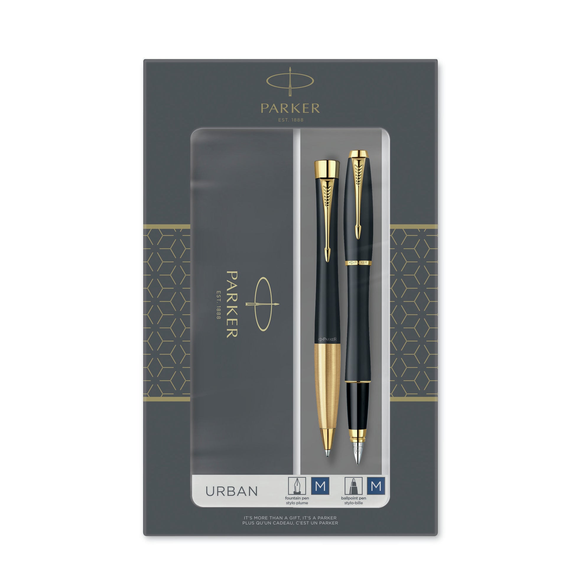 Parker DuoSet Urban Muted Black G.C. – Füllfederhalter & Kugelschreiber, Schwarz/Gold