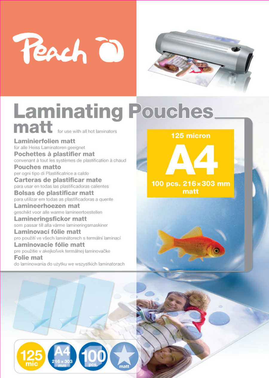 Peach Laminierfolien A4 – 125 µm, matt, 100 Stück