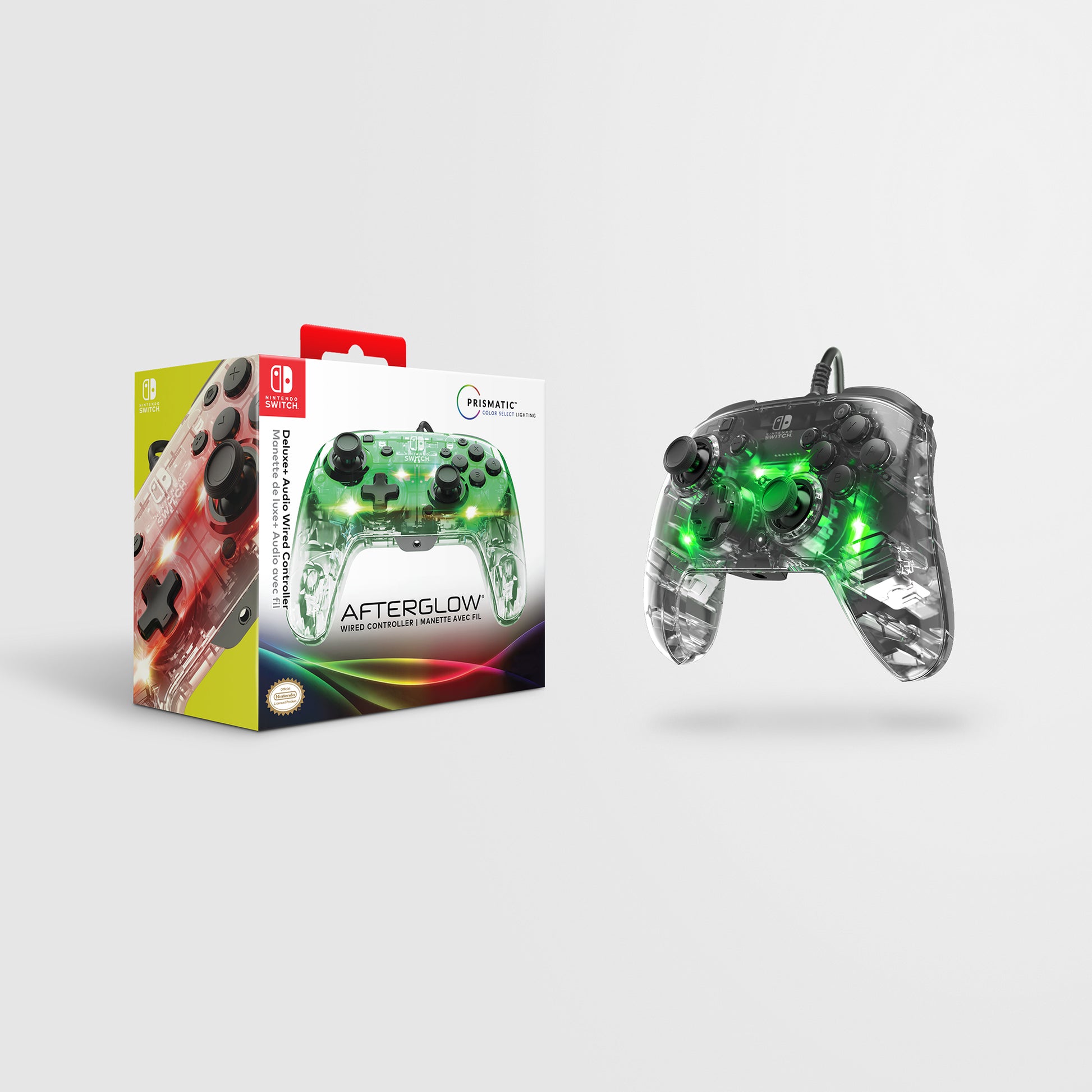 PDP Gamepad Afterglow Deluxe+ – für Nintendo Switch, Nintendo Switch OLED, USB (kabelgebunden), transparent