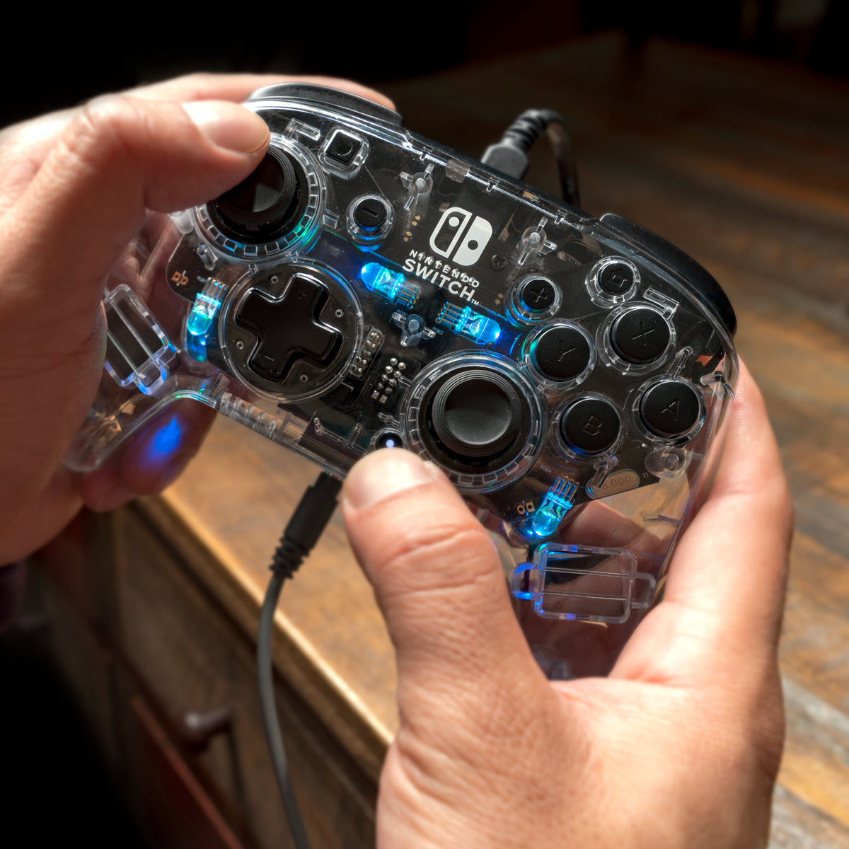 PDP Gamepad Afterglow Deluxe+ – für Nintendo Switch, Nintendo Switch OLED, USB (kabelgebunden), transparent